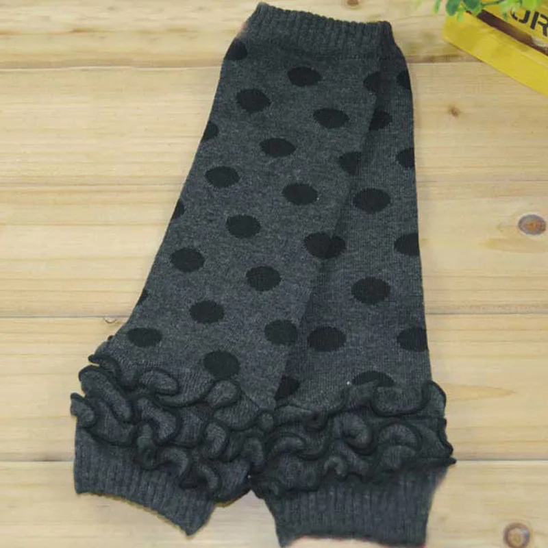 Cotton Pink Black White Red Grey Polka Dots Ruffle Baby Leg Warmer For Girls Boys
