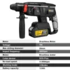 Gisam Brushless Electric Hammer Drill 26MM Multifunctional Cordless Rechargeable Screwdriver Power Tool For Makita 18V Battery 4