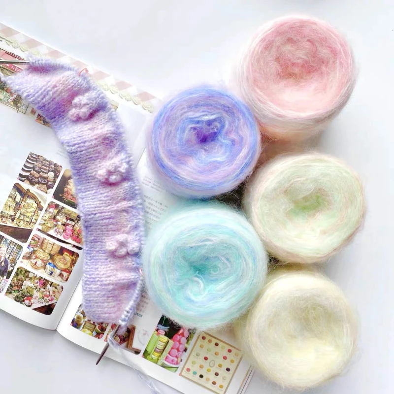 50g Fantasy Color Dyed Sweater Yarn DIY Hand-knitted Gradient Crochet Thread Wool Mohair Scarves Socks Gloves Material