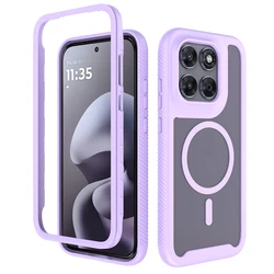 Heavy Duty Rugged Armor Magnetic Case with Skin Feel and Anti - Drop Protection - MOTO G06 Power (PURPLE)