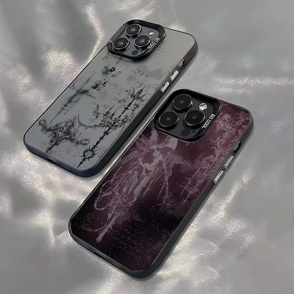 Cybersigilism Gothic Coquette Acrylic Silicone Hard Cover Frosted Case for iPhone 17 Air 16 E 15 14 Plus 13 12 Mini 11 Pro Max 4