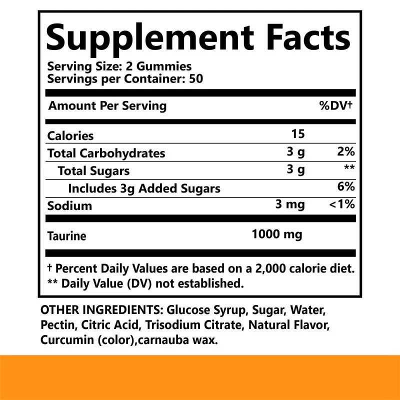 Taurine Gummies Antioxidant Supports Brain and Heart Health Relaxes Mood