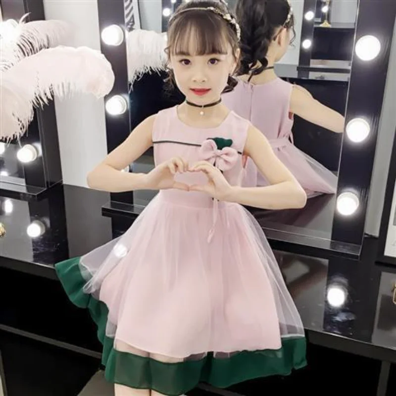 

short sleeve new product T-shirt dress summer Zhongdatong girl child two piece dress Korean version spring set 2023