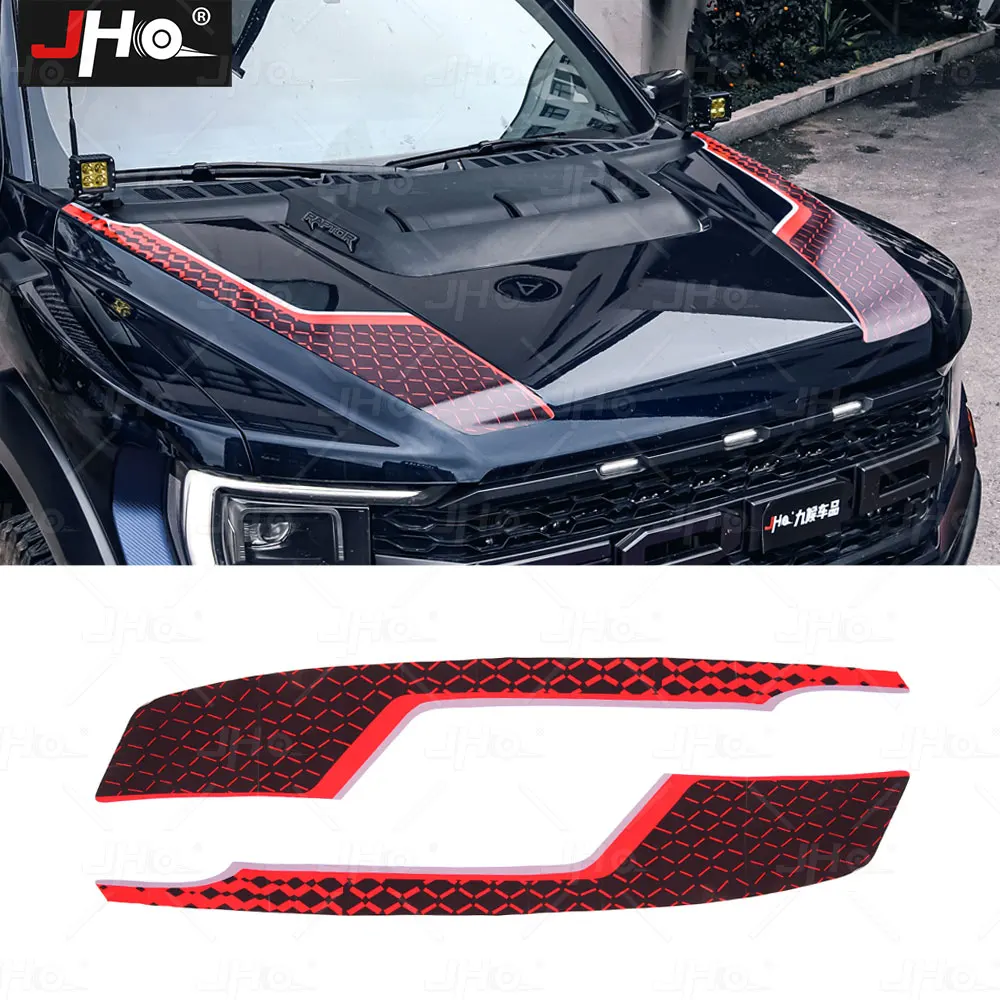 

JHO Car Body Hood Sticker Carbon Grain Graphics Raptor Emblem Trunk Decorate Vinyl Decals For F-150 Raptor 2021-2023 Accessories