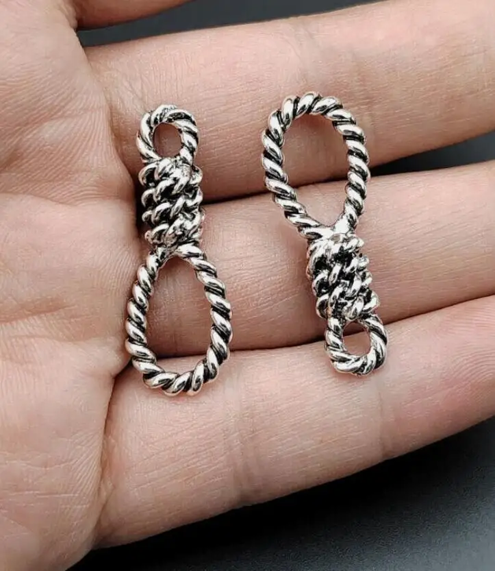 

15pcs 14*38MM Tibetan Silver Alloy Charm 8 Rope connector Pendant for DIY Jewelry EF3640
