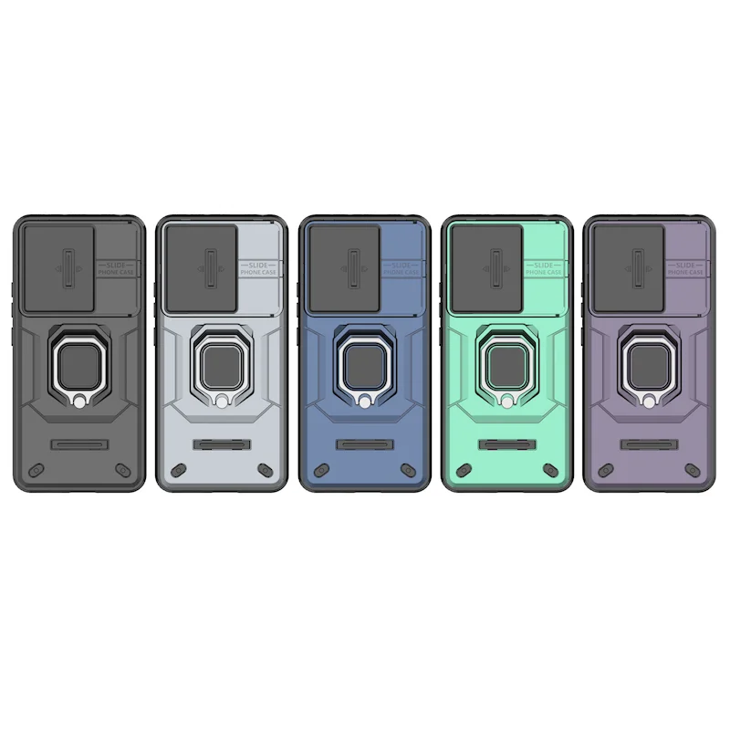 Shockproof Armor Case with Lens Protection and Ring Stand Back Cover