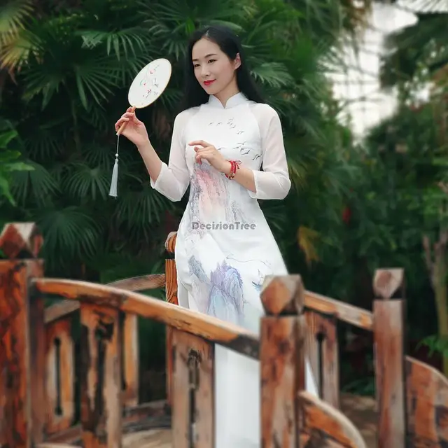 2023 Vietnam Style Ao Dai Long Cheongsam Dress