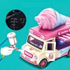 1:36 Q Version Ice Cream Coffee Car Alloy Miniature Cute Model Induced Sound Light Pull Back Children Birthday Gift Boy Girl Toy 2