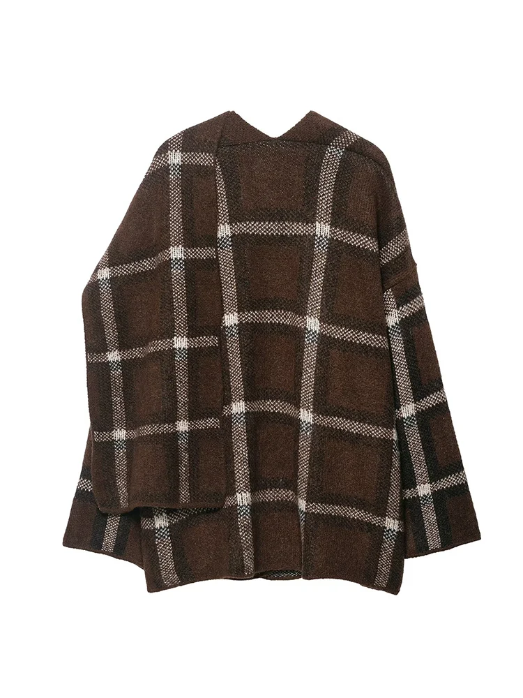  Women Elegant Coat With Scarf Collar Long Sleeve Loose Fit Pockets Jackets Lady Casual Style Knit Streetwear Autumn Winter War