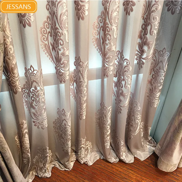 High-end Velvet Gilded Curtains for Living Dining Room Bedroom Blackout Curtains High End European style Luxury Window Valance 5