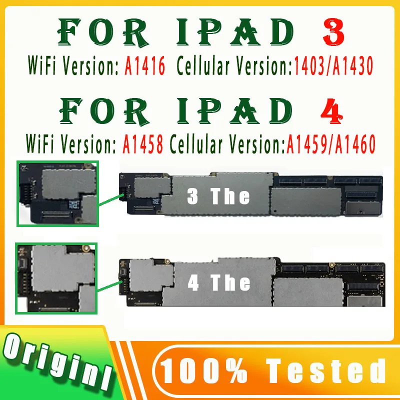 iPad 3 iPad 4 Mobile Motherboard A1416 1403 1430 A1458 A1459 A1460 Cell Phone Parts