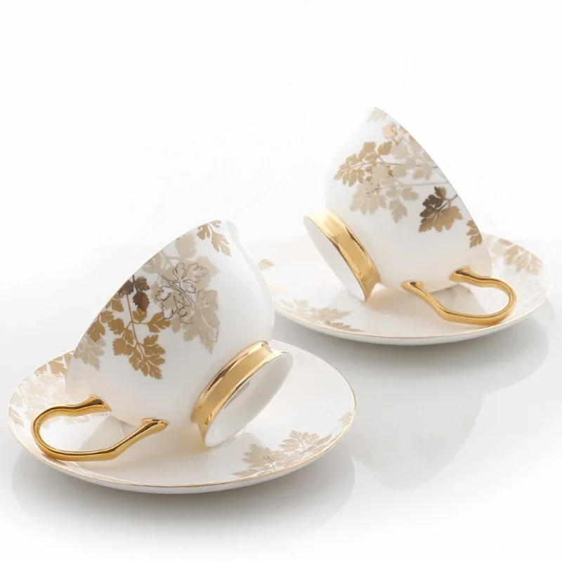 

Bone China Coffee Cup European Afternoon Tea Cup Set Flower Simple High-end Gold Painting Small Luxury Ceramic Cup