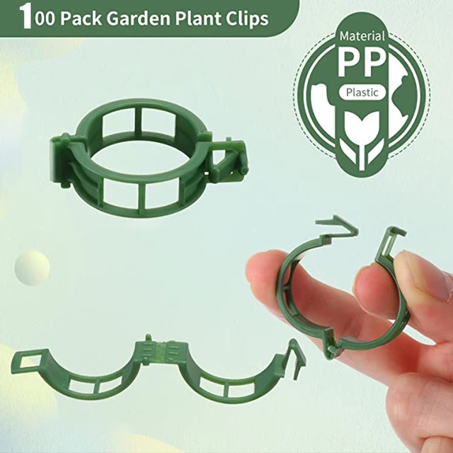 100 PCS Plant Support Clips Plastic Ties Trellis Stake Clips Garden Veggie Tomato Greenhouse Holder For Garden Tools Accessories 6
