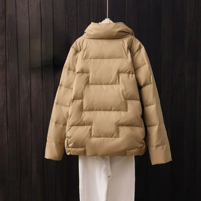 2023 New Winter Frivolous White Duck Down Jacket Women Coat Baggy Outwear Stand Collar Top Frivolous Down Coat Short Overcoat