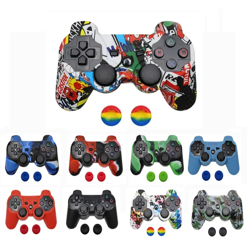 Protective Silicone Case Skin + Analog Sticks Thumb Grips Caps For Sony