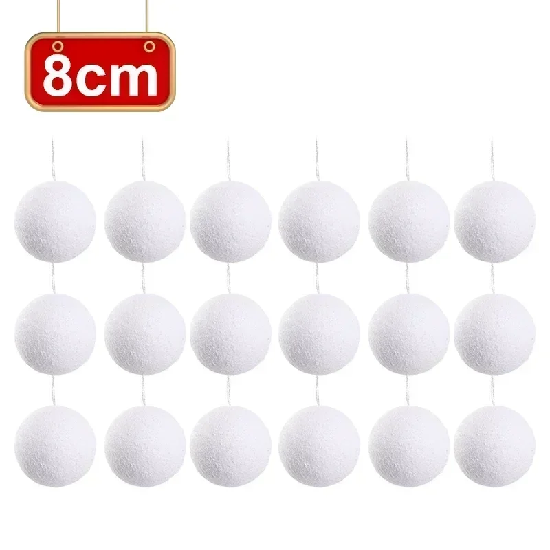 thumbnail image 1 of 60/6 piezas de bolas de Navidad grandes de espuma blanca para colgar en el árbol de Navidad, adornos de bolas redondas, decoración para el hogar, fiesta de Año Nuevo, 1 of 5