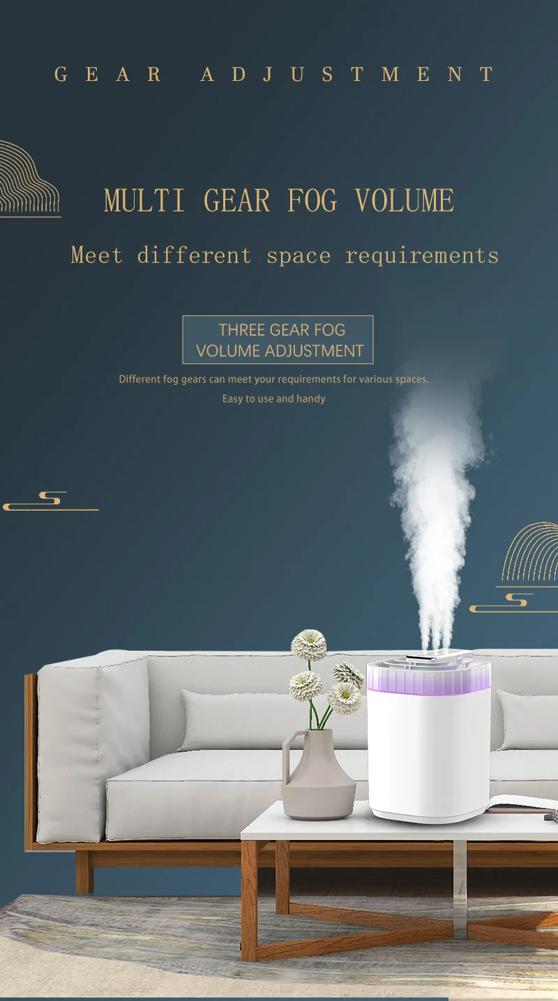 3L Ultrasonic Air Humidifier Cool Mist Humidifier With Night Light And Three Nozzles Quiet USB Aromatic Humidifier For Home_voghion.com
