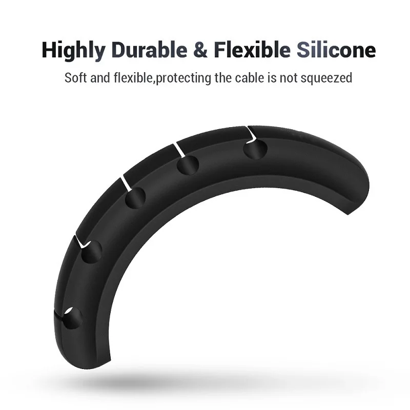 Silicone Self-Adhesive Cable Organizer Clips - 5-Pack