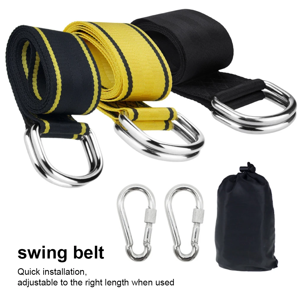 Tree Swing Hanging Kit Straps Adjustable Connecting Belt Carabiners