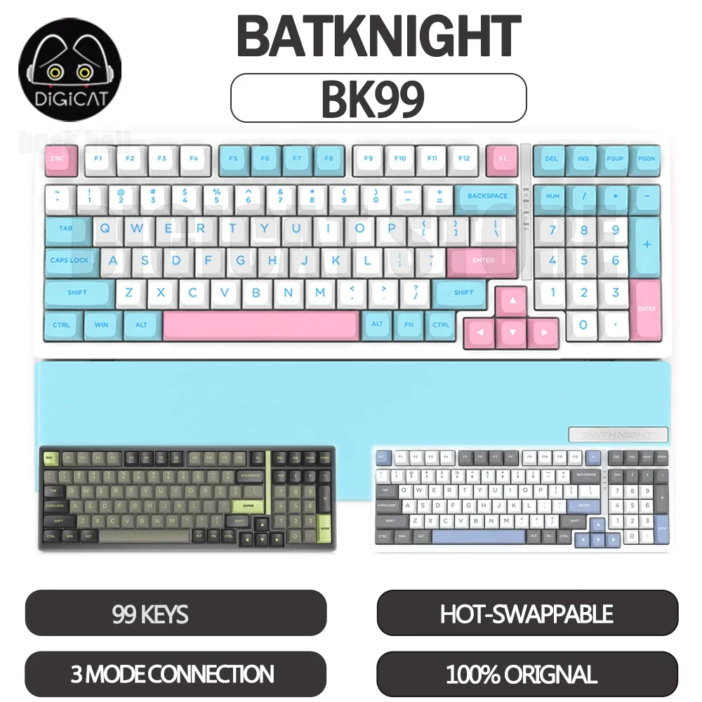 

BATKNIGHT BK99 Mechanical Keyboard With Flip Handle 99 Keys 3Mode USB/2.4G/Bluetooth Wireless Keyboard Hot-Swap RGB Keycaps PBT