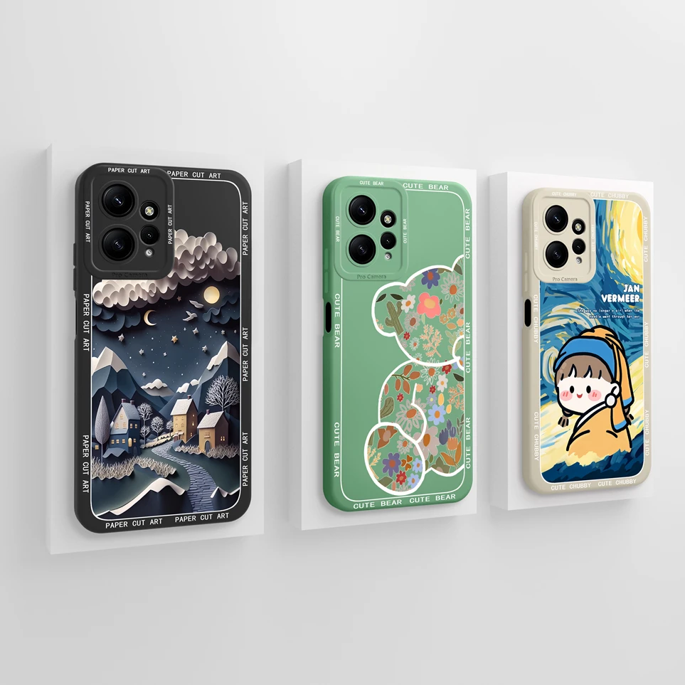 Graffiti Pink Love Heart Case For Xiaomi Redmi Note 12 4G 5G Liquid Silicone Phone Cover Lens Protect  Coque For Note12 Funda