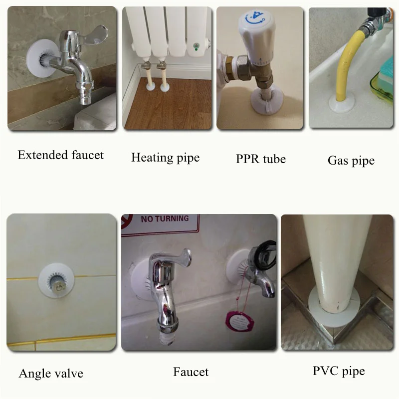 Faucet Cover Plate 2pcs Round 4 Points Faucet Cover Plate Plastic Wall Hole Decorative Cover for Angle Valve Pipe Protection Kitchen Accessories