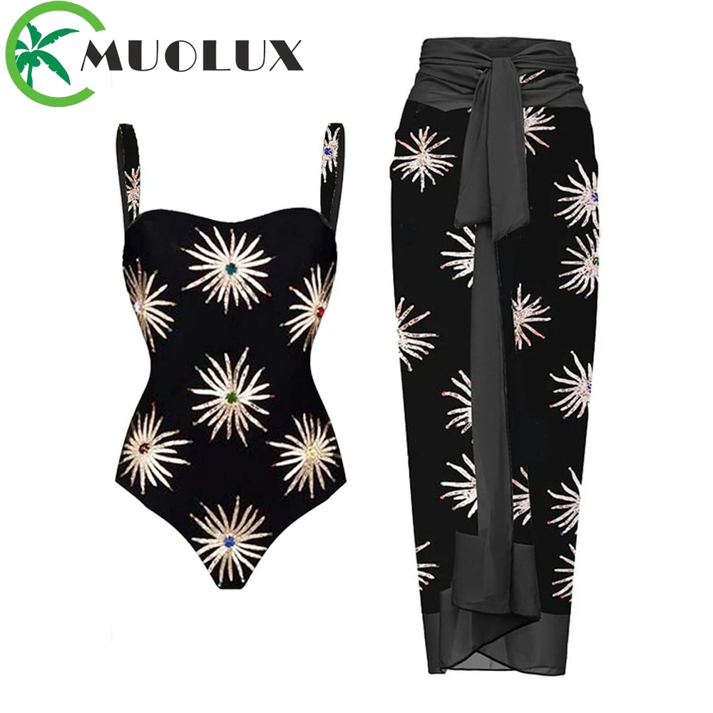 

MUOLUX 2024 сексуальный комплект бикини с высокой талией купальник женский купальный костюм с пуш-ап Юбка Ретро пляжное платье бразильское бикини