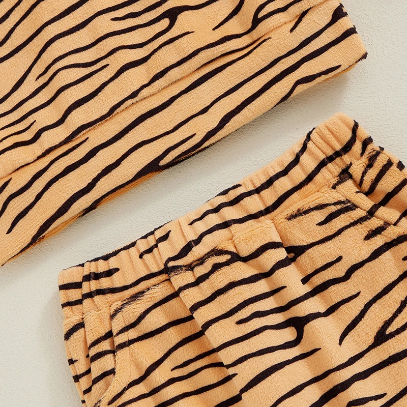Description Picture 6 of itemBaby Boys Fall Outfits Tiger Pattern Hooded Long Sleeve Hoodies Sweatshirts and Long Pants 2Pcs Clothes Set