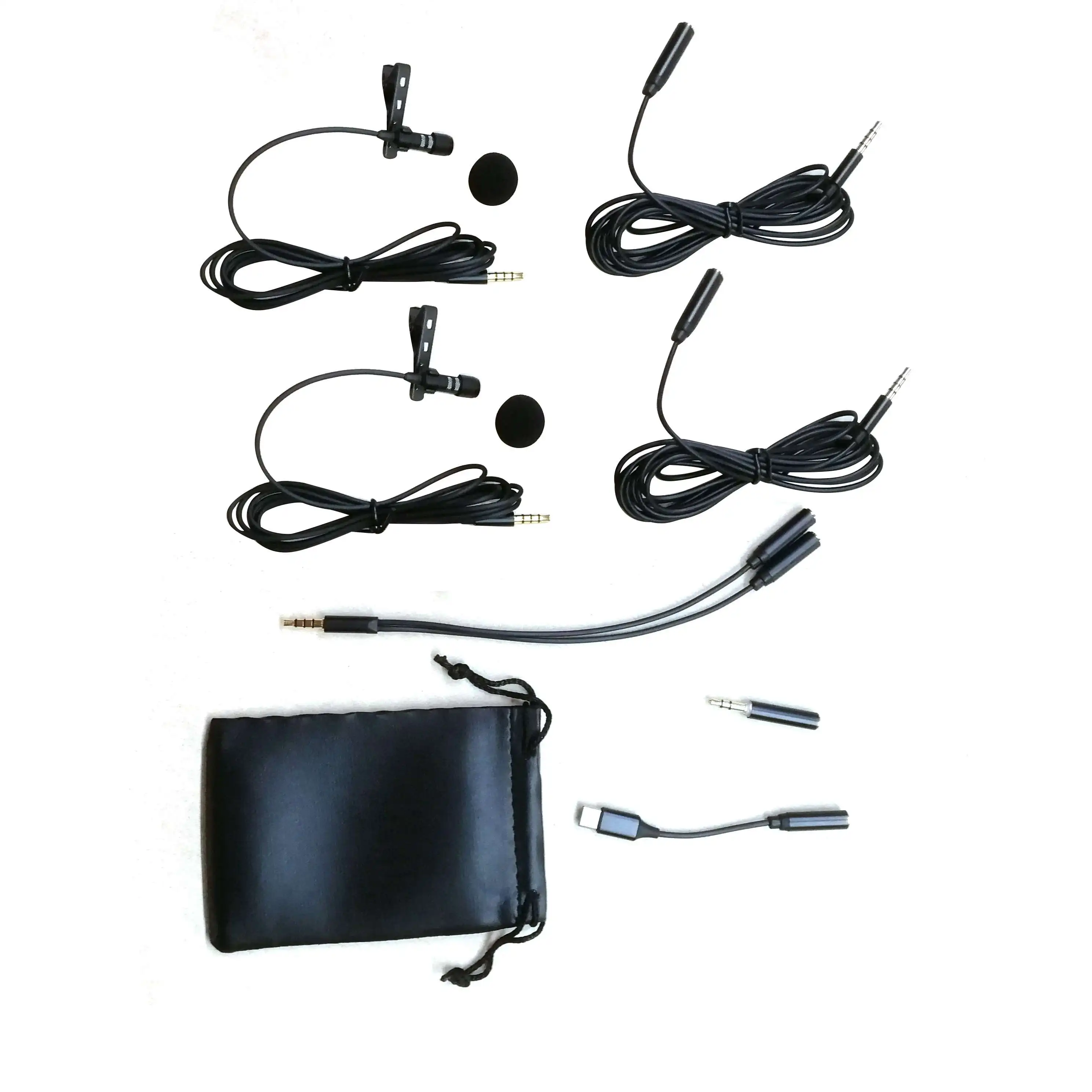 휴대용 3.5mm 미니 라발리에 마이크, 스마트폰 녹음 마이크, 인터뷰, 화상 회의용, 2 팩