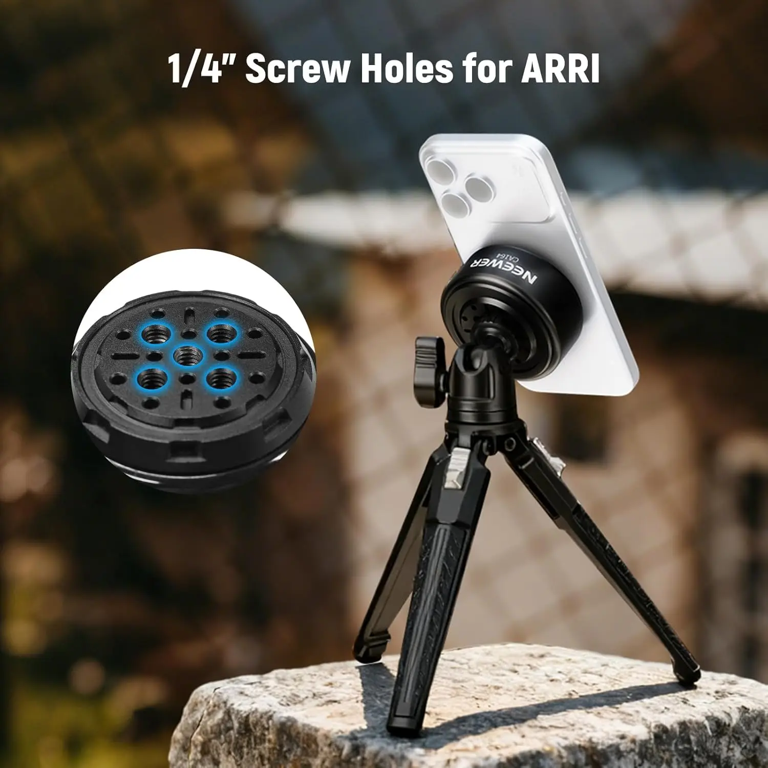 Electric Suction Cup Mount For iPhone GoPro DJI Insta360，with 1/4" Screw Holes f