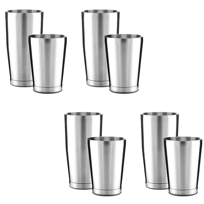 

4X Premium Cocktail Shaker Set-Piece Pro Boston Shaker Set Unweighted Martini Drink Shaker Made From Stainless Steel 304