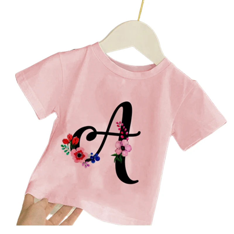 

Children Clothes Girl T Shirt Summer Baby Letter Plant Tops Toddler Tees Kids Cartoon T-shirts Short Sleeve Casual tee shirts