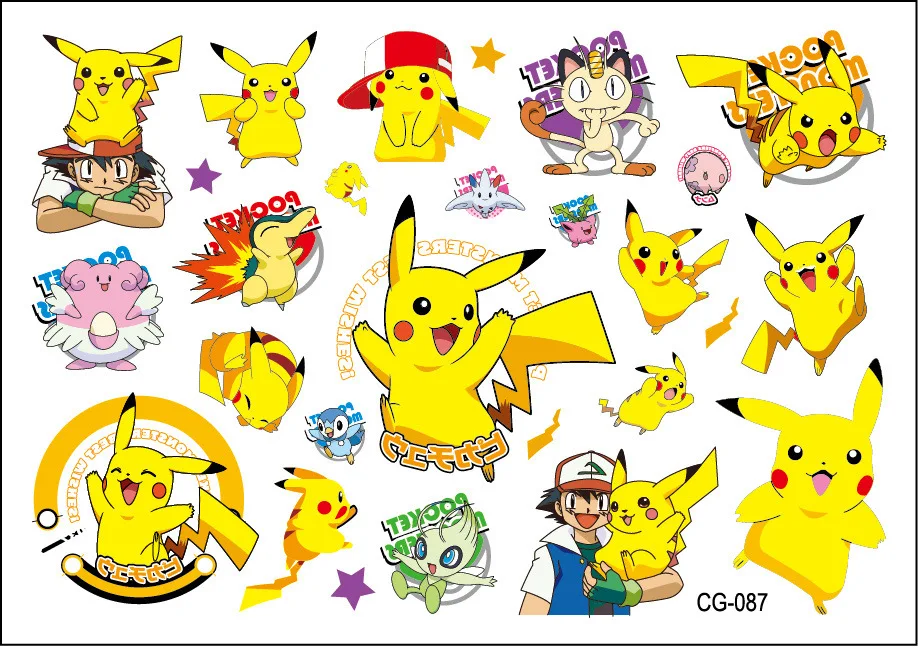 Impermeável Pokémon Tattoo Stickers, Bonito Pikachu Adesivo, Desenhos  animados engraçados, Crianças, Meninas Natal, Presente de aniversário,  recompensa Toy, 12Pcs por Saco - AliExpress