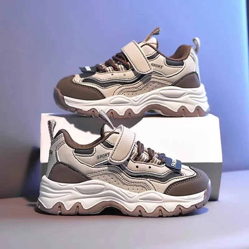 2025 Boys Sneakers - Leather Waterproof Basketball Shoes, Spring & Autumn Running Shoes for Boys, Trendy & Durable 2