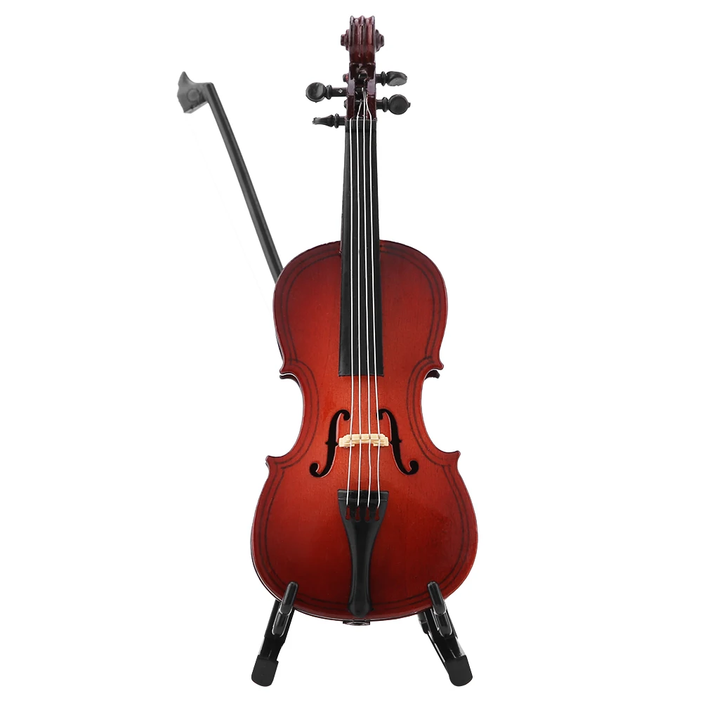 

5.5in Wooden Miniature Cello Replica With Case Instrument Model Musical Gifts Ornaments
