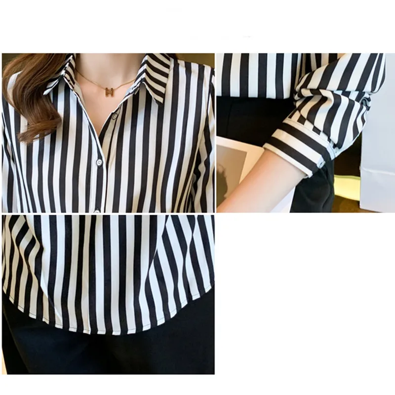 売れ筋商品|||イチ シャツ レディース トップス RANJET  - Button-down blouse - black Fashion Women's Shirt 2025 Black and White Striped Tops for