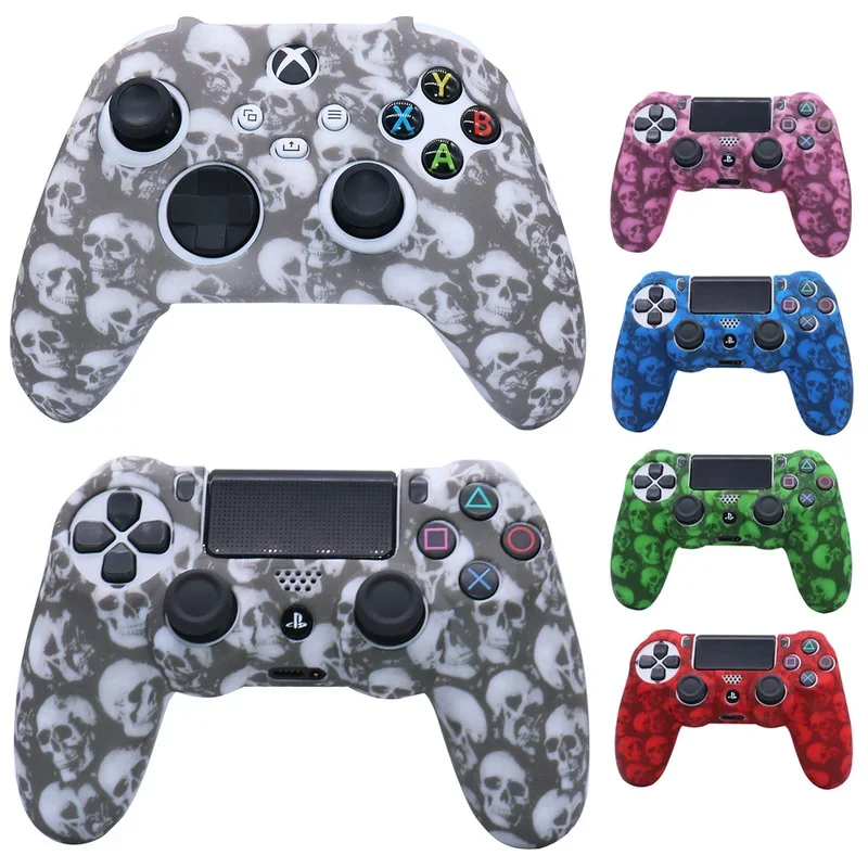 Skull Design Soft Silicone Skin Per Controller Ps4 Ps5 Skin Cover Per Xbox One S Series X Joystick Video Gamepad Accessoroes