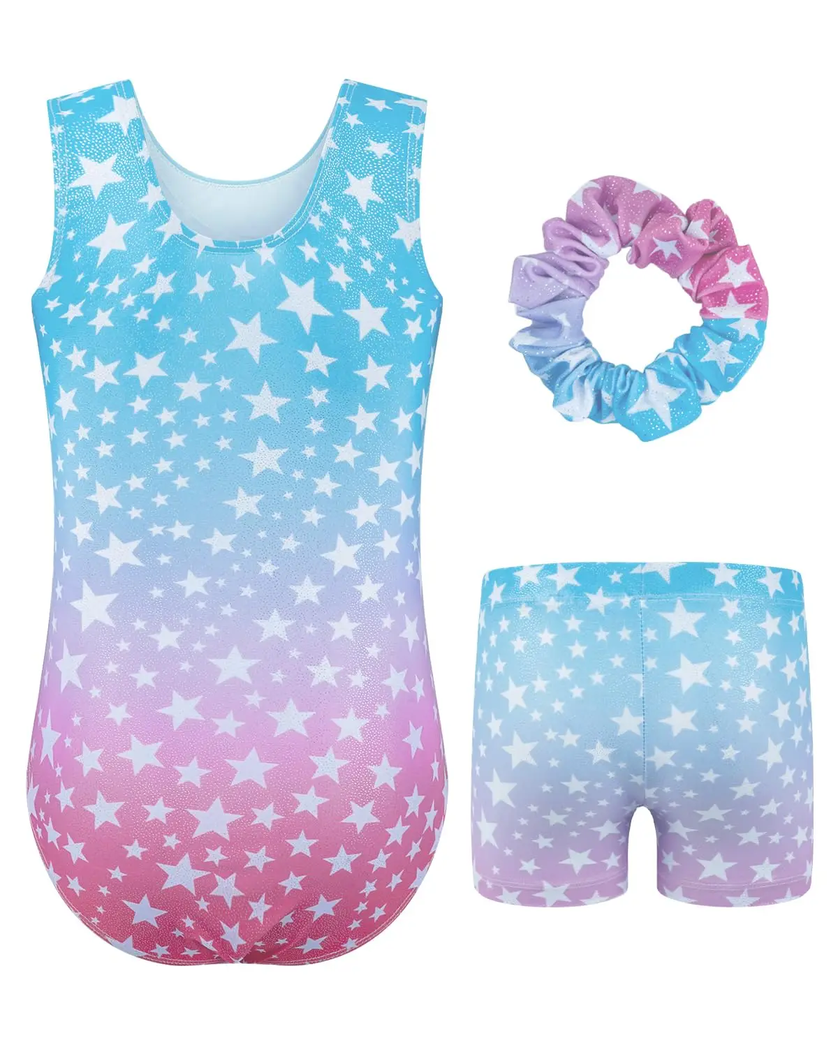 2024 Girls Gymnastics Leotards, Glitter Ballet Dance Unitards Biketards Activewear with Short & Hairband for Kids 3-12 Years