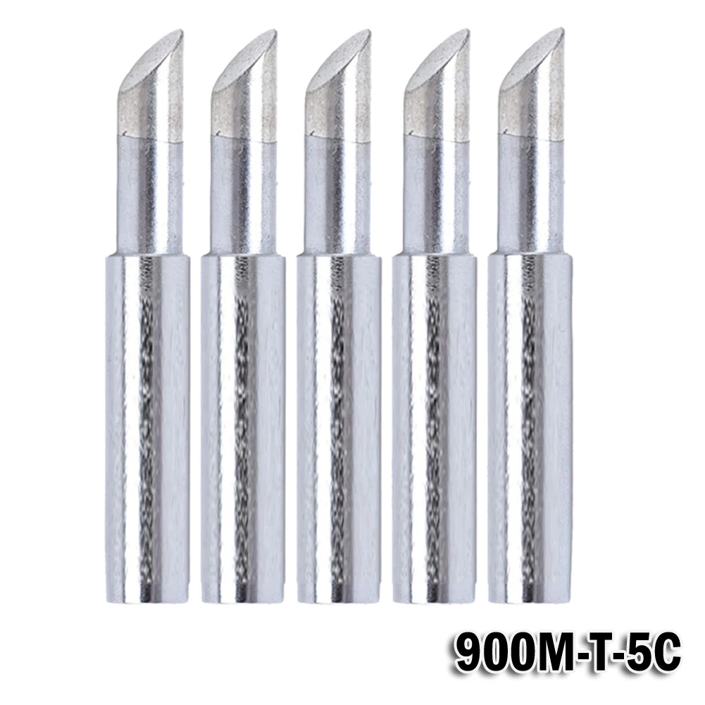 5pcs Copper Soldering Iron Tips 900M-T-5C Soldering Iron Pure Copper Welding For 936 42mm Length Soldering Iron Tip Welding Tool