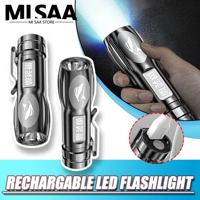 Mini Torch High Power LED Flashlight USB Rechargeable Fixed Focus Flash Lamp Portable Camping Waterproof Far Range Flashlight