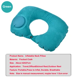Inflatable U - Shaped Orthopedic Travel Neck Pillow - Portable, Foldable Comfort for Outdoor Adventures (Green)