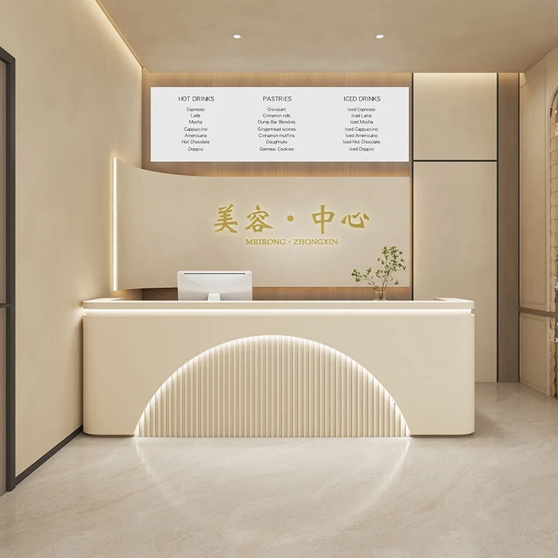 Front Reception Desk Coffee Counter Wooden Church Pulpit Service Desk Vanity Podiums Salone Di Bellezza Arredo Wood Furniture