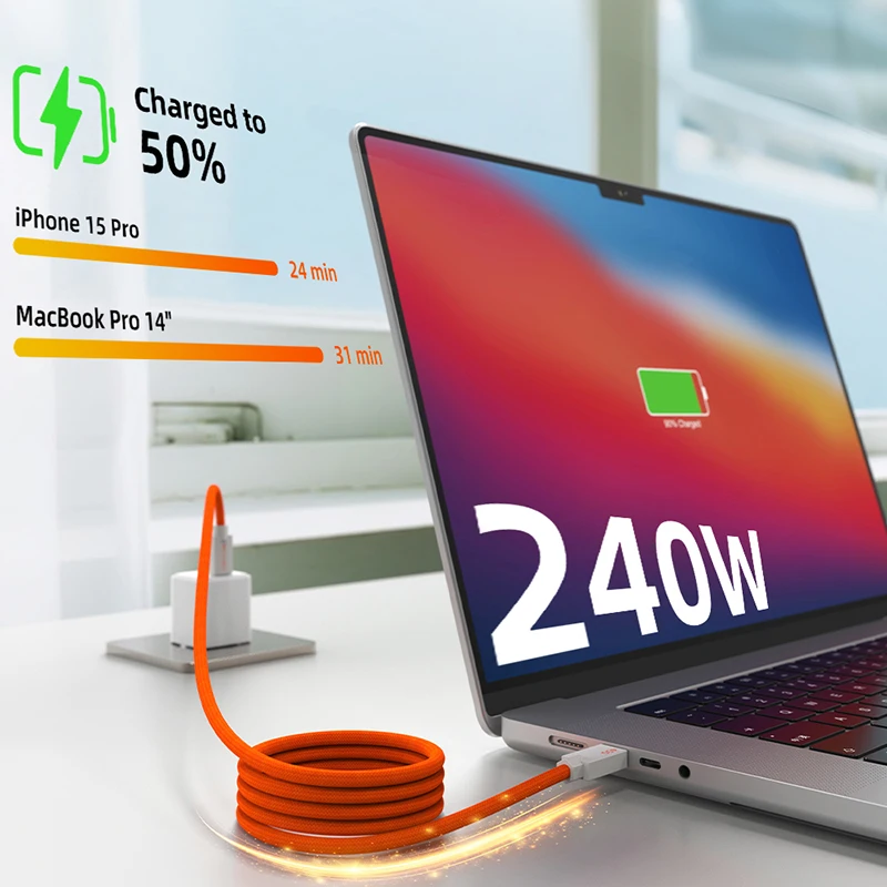 ?   케이블타임 USB4 40Gbps 8K 240W 마그네틱 케이블 USB C 케이블 (노트북, 맥북, 아이패드용) 고속 충전 케이블 (아이폰 17/16 마그네틱)