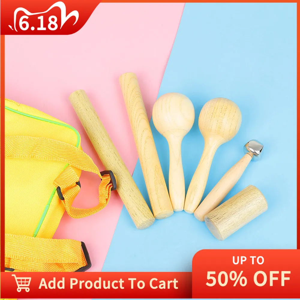 Maracas Percussion Instrument Set Rhythm Sticks Hand Bell Wooden Sand