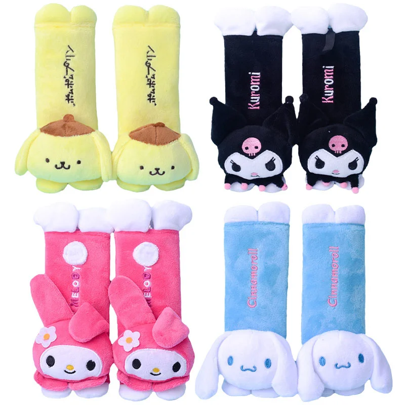 

Cartoon Sanrios kT Cat Plushie Car Seat Belt Shoulders Protective Case Anime Kawaii Kuromi MyMelody Cinnamoroll Car Accessories