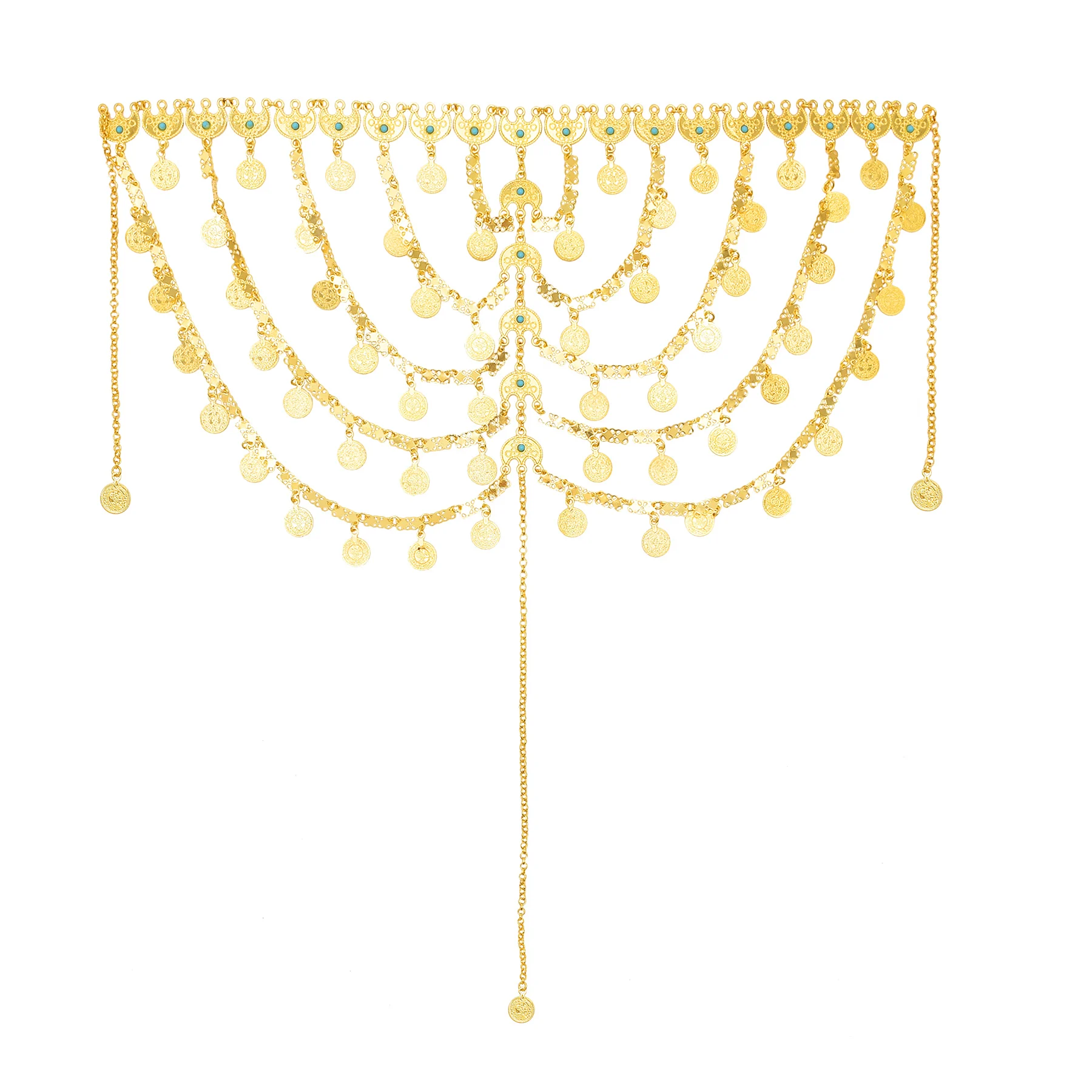 غطاء شعر ذهبي متعدد الطبقات بتصميم شرقي فاخر