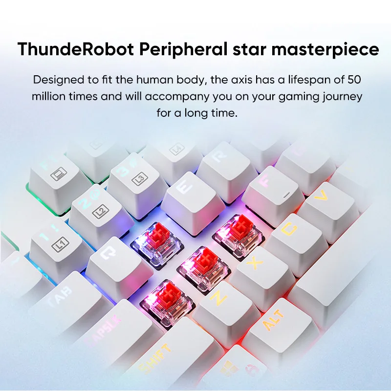 ThundeRobot KG3104  Mechanical Keyboard USB Wired RGB 104 Keys Keyboard Blue Switch Red Switch White Keyboard For Gamer images - 6