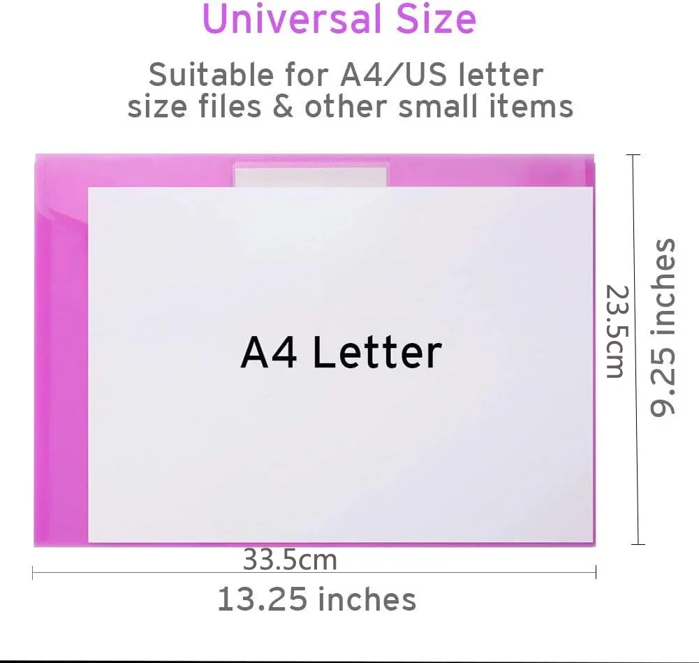 10/5pcs A4 Folders Plastic Envelopes Clear File Folder for Document Poly File with Label Pocket Snap Button for Office Organizer