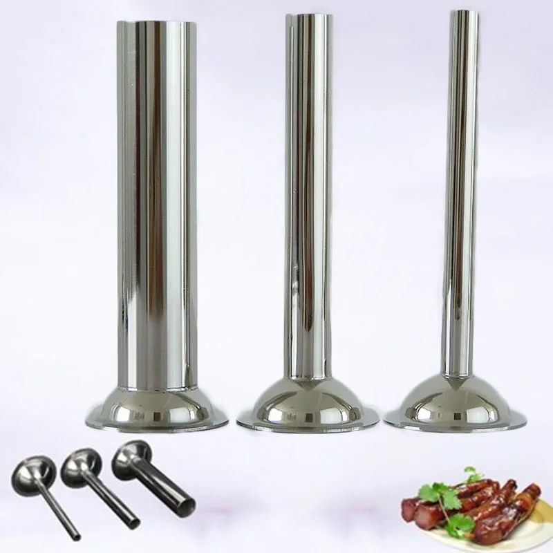 Kitchen Sausage Funnel Dining Kit Stainless Steel Enema Tool Tubes Silver 3pcs Set Accessories Nozzles Convenient