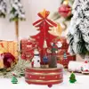 Wooden Christmas Music Box Rotating Mechanism for Music Box Holiday Desktop Christmas Music Box Figurine for Living Room Party 3